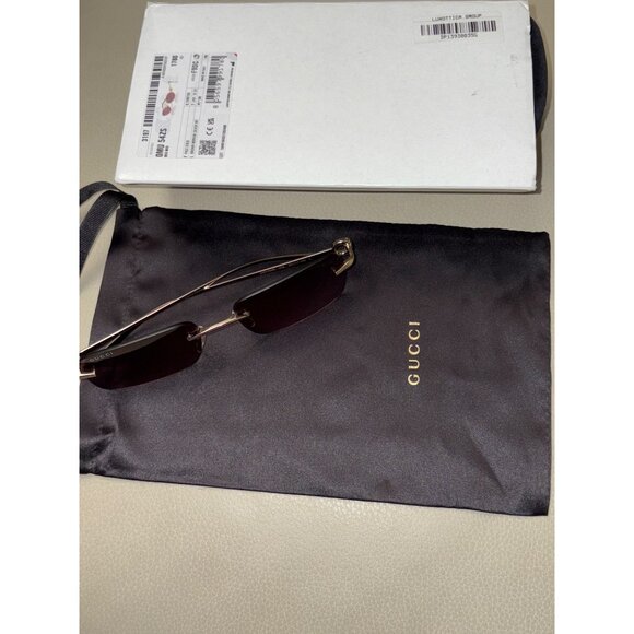 Gucci Rectangular Sunglasses in Gold & Brown New with Case Unisex - Picture 5 of 11